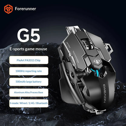 The Forward G5 Gaming Mouse – Triple Mode Wired/Wireless, Mechanical Macro Buttons, Metal Weight Reduction, Silent Click E-Sports Mouse