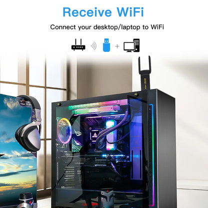 FENVI 1800Mbps WiFi 6 USB Adapter – Dual Band 2.4GHz/5GHz USB 3.0 Wireless Network Dongle for PC & Laptop (Windows 10/11)