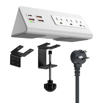 abletop Surge Protector with USB-C & 3 AC Outlets – Desk Edge Mount Power Strip for smart Office