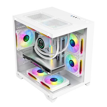 AOC CG391 MATX Gaming PC Case – Panoramic Sea View Tempered Glass Case with 3 RGB Fans & 240mm Liquid Cooling Support