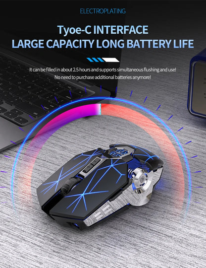 2.4G Rechargeable Wireless Mouse – Silent 6D Optical Mouse with 1600 DPI for MacBook, PC & Laptop