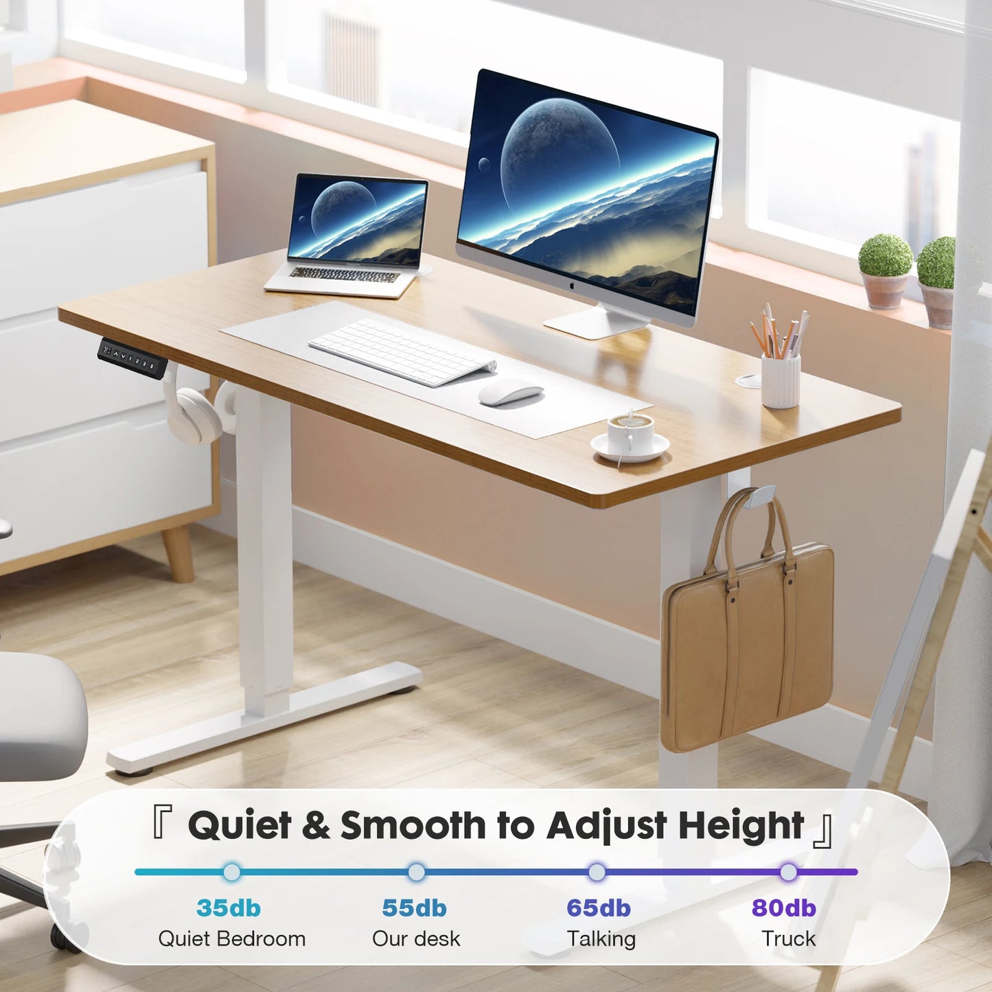 JHK Electric Standing Desk 40x24 Inch – Height Adjustable Sit-Stand Computer Desk, Ergonomic Workstation for smart Office