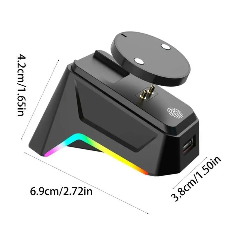 31BA ABS Magnetic Mouse Charging Dock – Secure Attachment Desktop Charging Stand, Aesthetic Wireless Mouse Charger