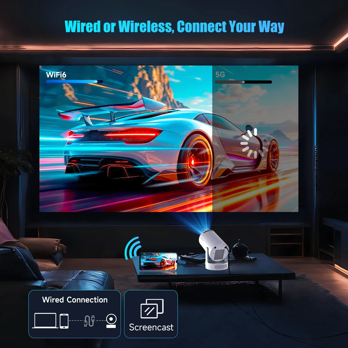 📽️ Magcubic HY300 Pro Smart Projector | 8K Support, WiFi 6, Android 14, 290 ANSI Portable Home Cinema 🎬