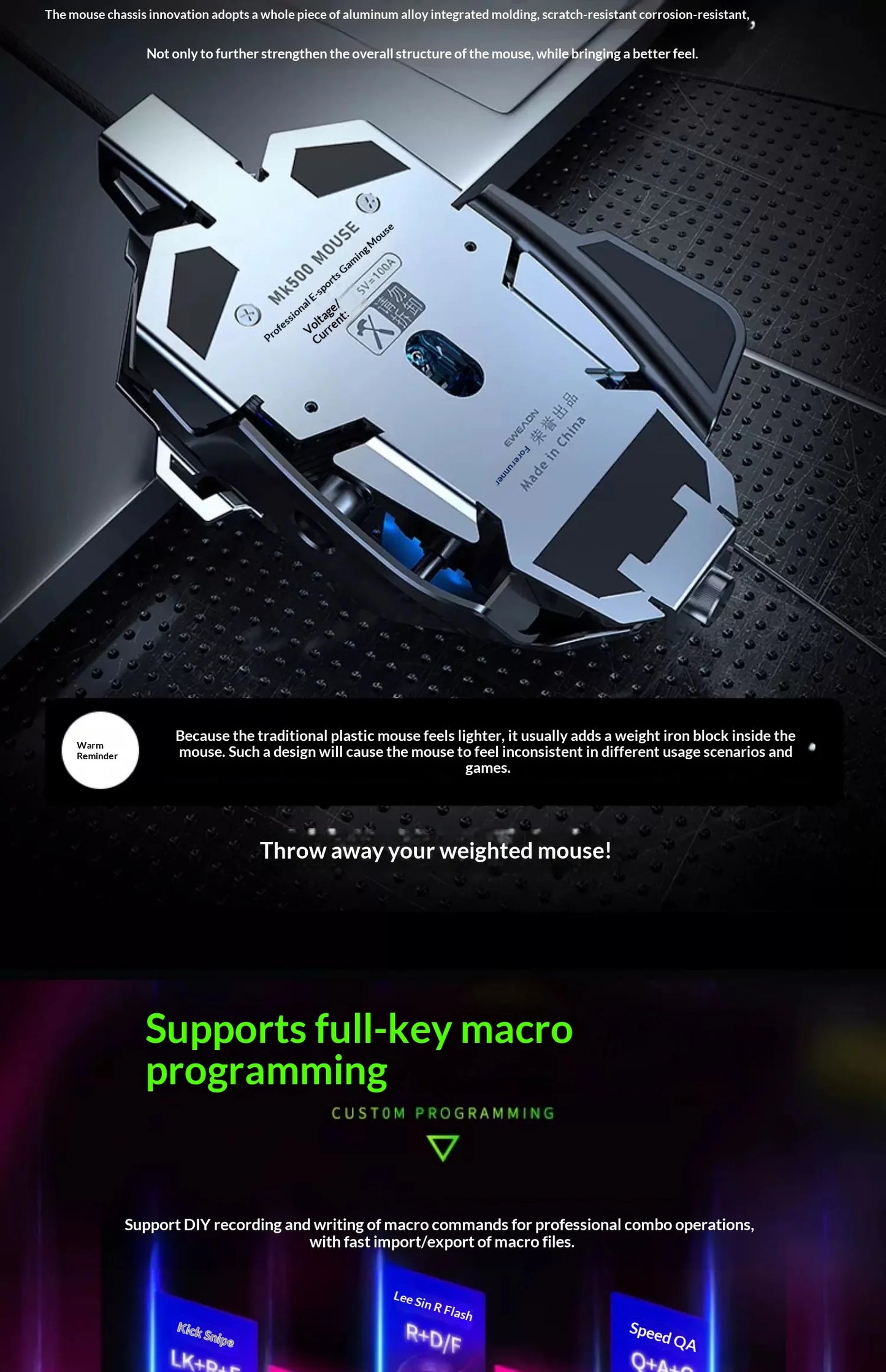 The Forward G5 Gaming Mouse – Triple Mode Wired/Wireless, Mechanical Macro Buttons, Metal Weight Reduction, Silent Click E-Sports Mouse
