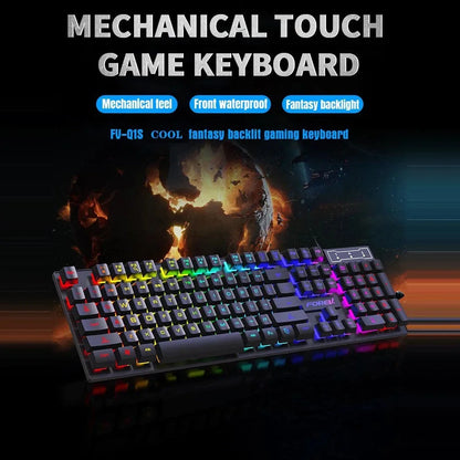 104-Key RGB Wired Gaming Keyboard – Mechanical Feel Colorful Backlit Keyboard for Windows PC & Laptop