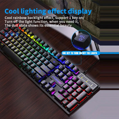 104-Key RGB Wired Gaming Keyboard – Mechanical Feel Colorful Backlit Keyboard for Windows PC & Laptop