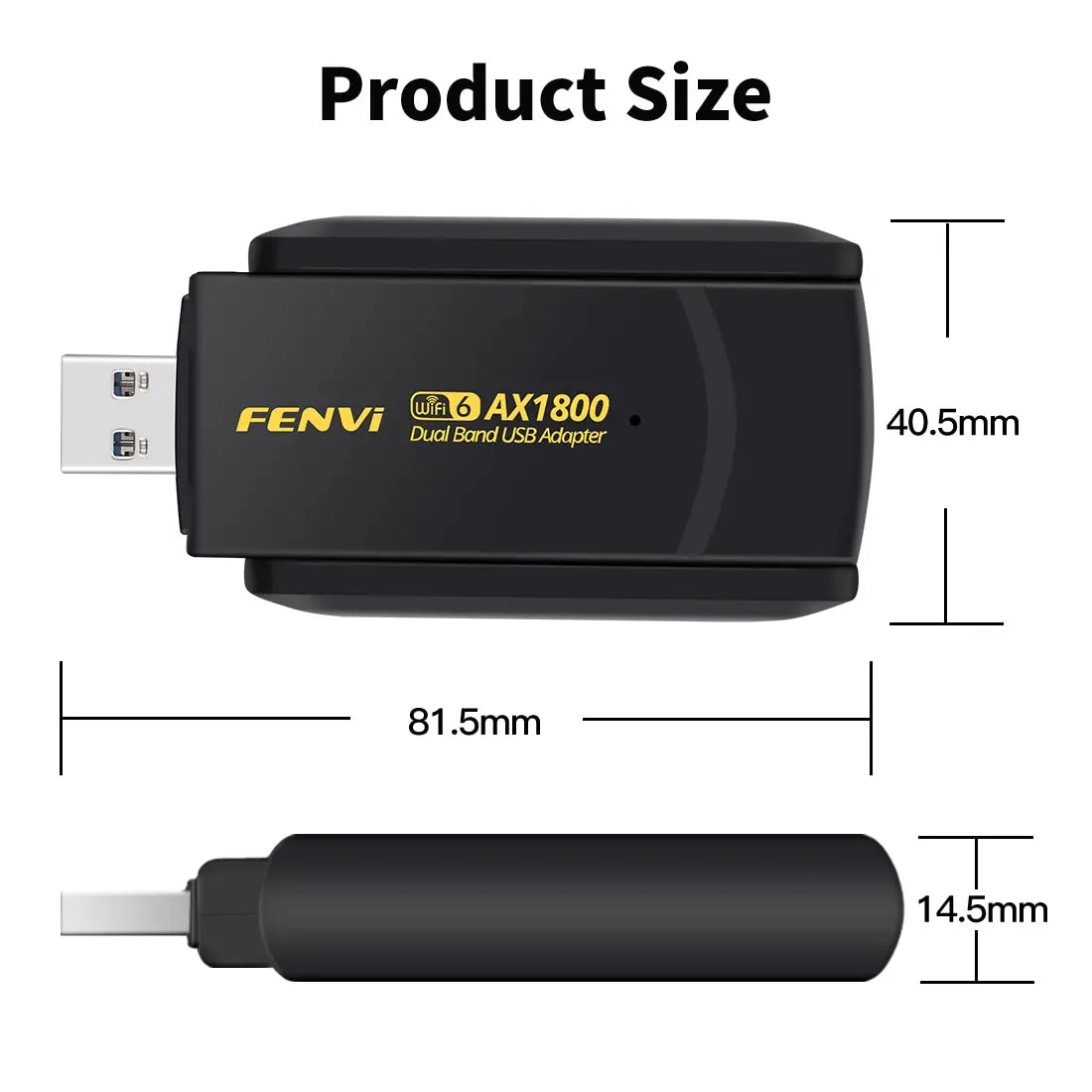 FENVI 1800Mbps WiFi 6 USB Adapter – Dual Band 2.4GHz/5GHz USB 3.0 Wireless Network Dongle for PC & Laptop (Windows 10/11)