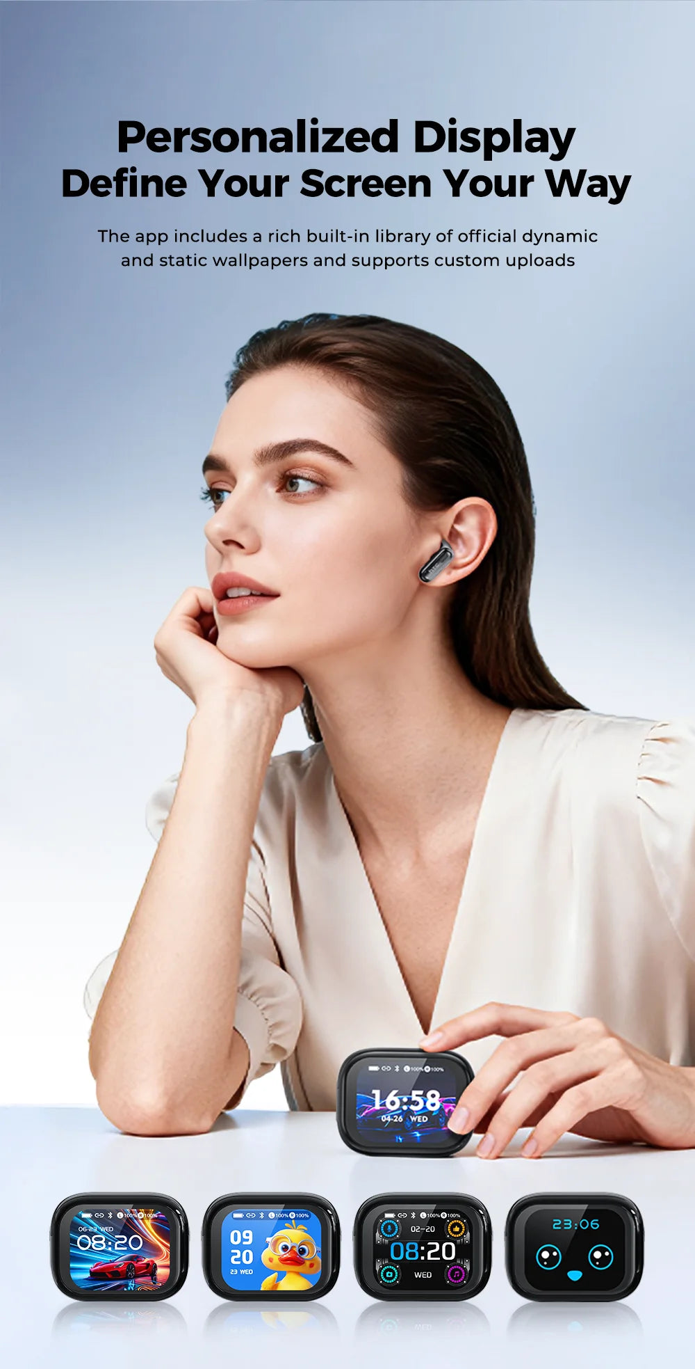 HTC NE68 Wireless Bluetooth Earbuds with HD Audio, 30-Hour Battery & Multi-Language Support