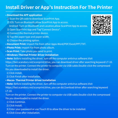 LT-P10 A4 Portable Thermal Printer – Bluetooth Inkless Business Travel Printer with Rechargeable Battery