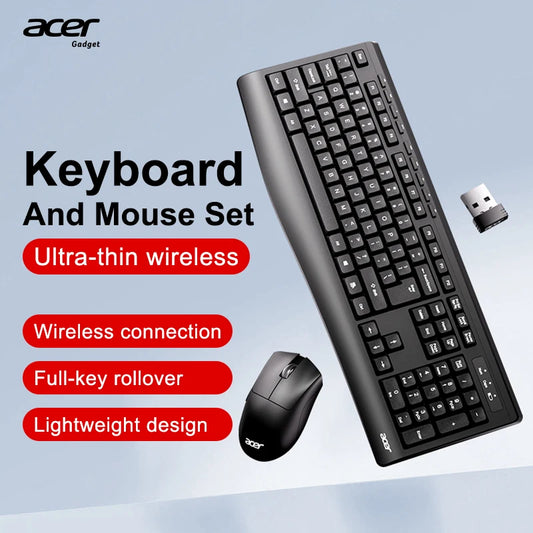 Acer OCC313 Wireless Keyboard and Mouse Combo – 2.4GHz Plug & Play Office Set with Responsive Tracking & Long Battery Life