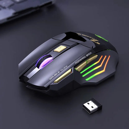 IMICE GW-X7 Wireless Gaming Mouse – Dual Mode 2.4G & Bluetooth, 3200 DPI, Rechargeable, 7-Button Silent Mouse with RGB Breathing LED