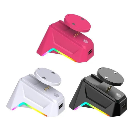 31BA ABS Magnetic Mouse Charging Dock – Secure Attachment Desktop Charging Stand, Aesthetic Wireless Mouse Charger