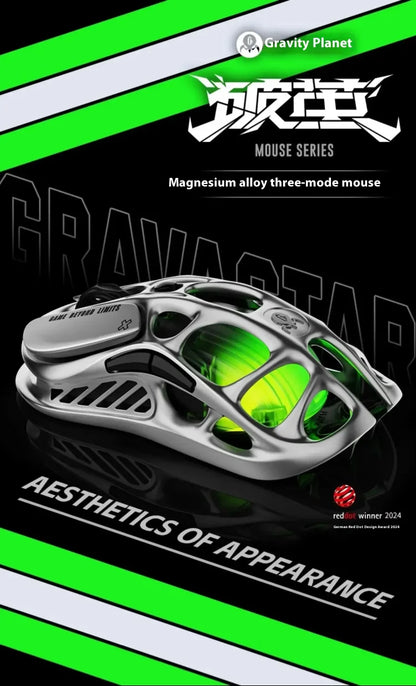 GravaStar M1/M2 Wireless Gaming Mouse – PAW3395 Sensor, 4K Polling, 26000 DPI, Magnesium Alloy Ultra-Light RGB Mouse