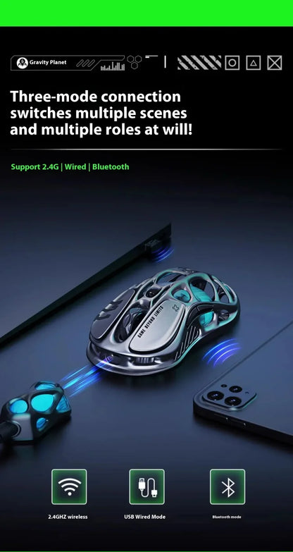 GravaStar M1/M2 Wireless Gaming Mouse – PAW3395 Sensor, 4K Polling, 26000 DPI, Magnesium Alloy Ultra-Light RGB Mouse