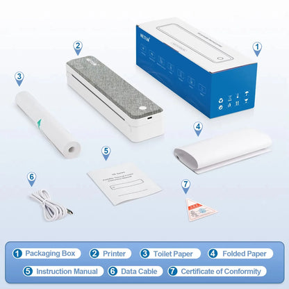 LT-P10 A4 Portable Thermal Printer – Bluetooth Inkless Business Travel Printer with Rechargeable Battery