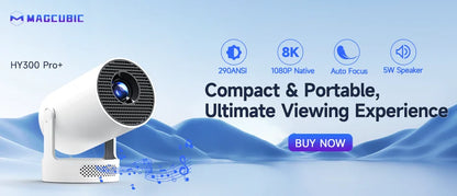 📽️ Magcubic HY300 Pro Smart Projector | 8K Support, WiFi 6, Android 14, 290 ANSI Portable Home Cinema 🎬