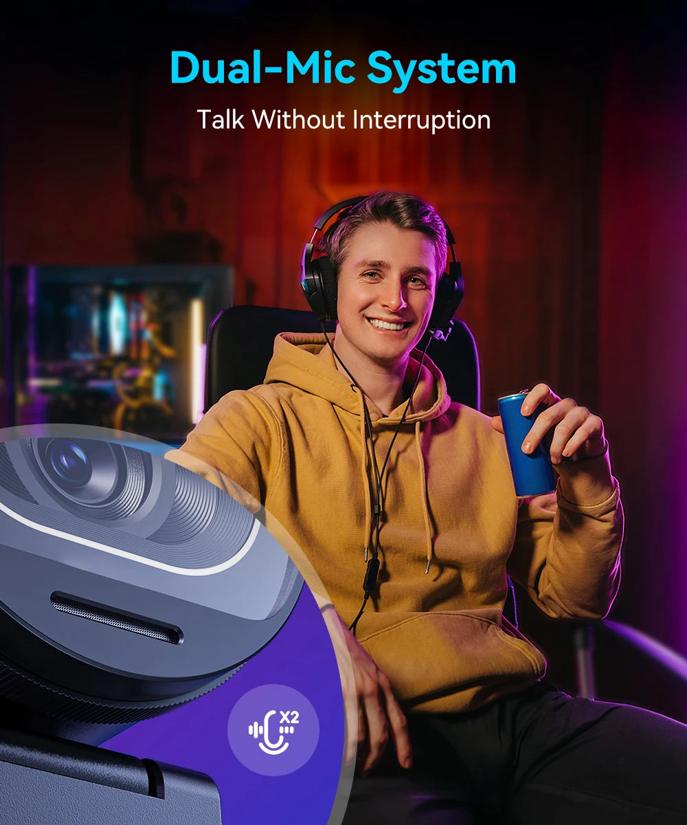 EMEET S600 4K Streaming Webcam – 1080P 60FPS USB Camera with Autofocus, Dual Microphones, AI Noise Reduction for YouTube, TikTok & Live Streaming
