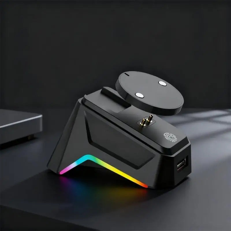 31BA ABS Magnetic Mouse Charging Dock – Secure Attachment Desktop Charging Stand, Aesthetic Wireless Mouse Charger