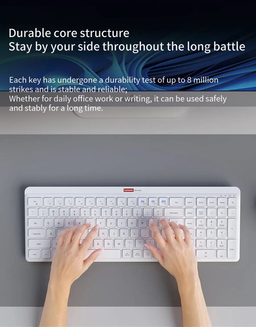 Lenovo Dual-Mode Wireless Rechargeable Keyboard – Bluetooth & 2.4GHz Multi-Device Office Keyboard with Long Battery Life for Business & Home
