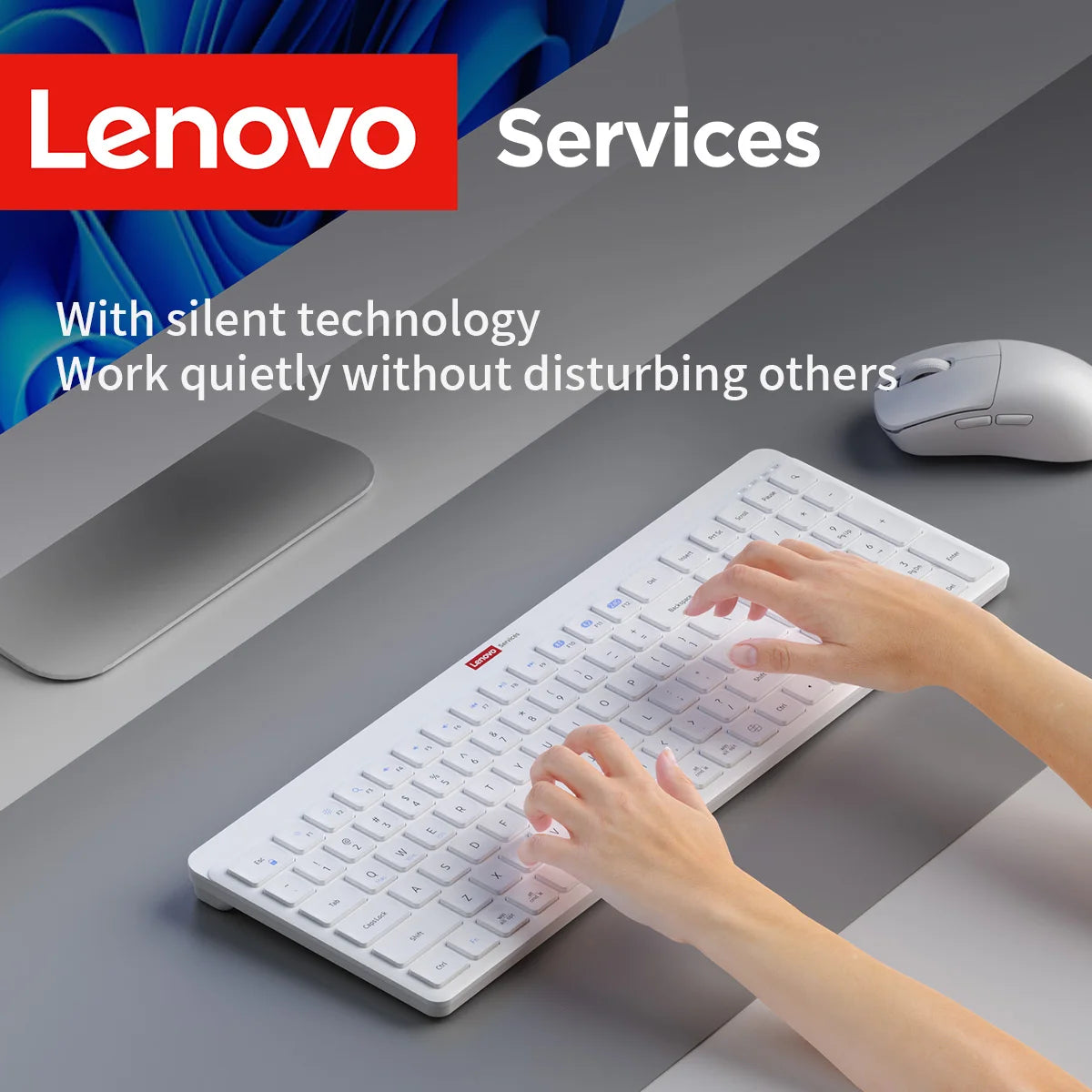 Lenovo Dual-Mode Wireless Rechargeable Keyboard – Bluetooth & 2.4GHz Multi-Device Office Keyboard with Long Battery Life for Business & Home
