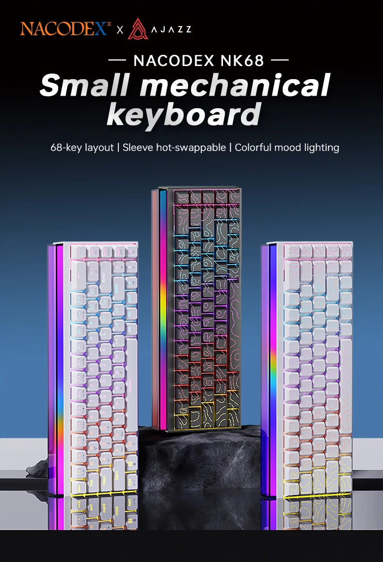 Compact 68-Key Gaming Keyboard | Red Switch | Side-Printed Keycaps | RGB Backlit | Wired