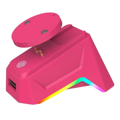 31BA ABS Magnetic Mouse Charging Dock – Secure Attachment Desktop Charging Stand, Aesthetic Wireless Mouse Charger
