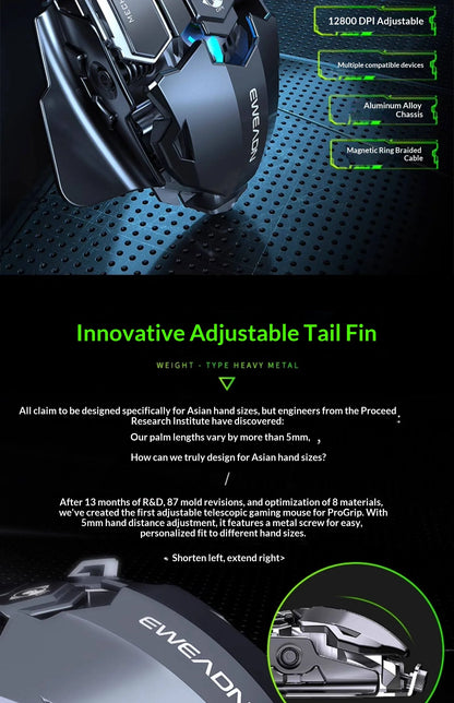 The Forward G5 Gaming Mouse – Triple Mode Wired/Wireless, Mechanical Macro Buttons, Metal Weight Reduction, Silent Click E-Sports Mouse