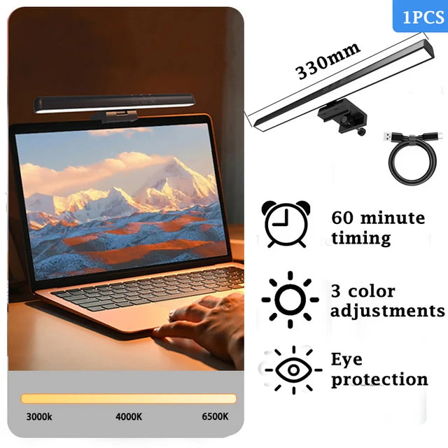 24W Double Head LED Desk Lamp – USB Dimmable Eye-Caring Reading Light for Office, Study & Wide Desk Setup
