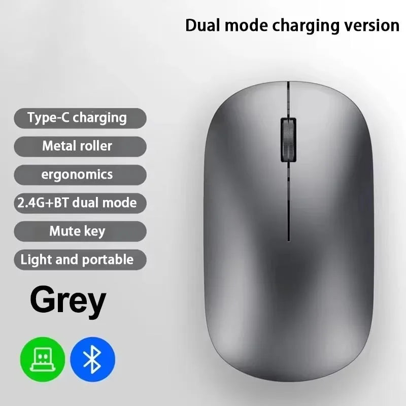 Lenovo Wireless Mouse | Type-C Fast Charging | Silent Click | Dual-Mode 2.4G + Bluetooth | Multi-Device | 4 Adjustable DPI