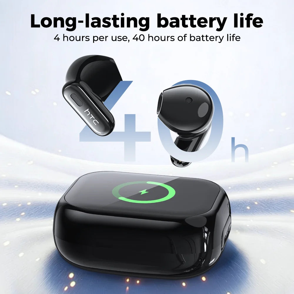 HTC NE68 Wireless Bluetooth Earbuds with HD Audio, 30-Hour Battery & Multi-Language Support