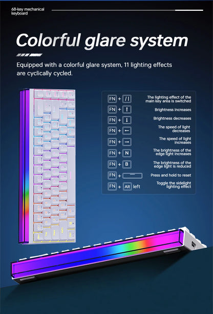 Compact 68-Key Gaming Keyboard | Red Switch | Side-Printed Keycaps | RGB Backlit | Wired