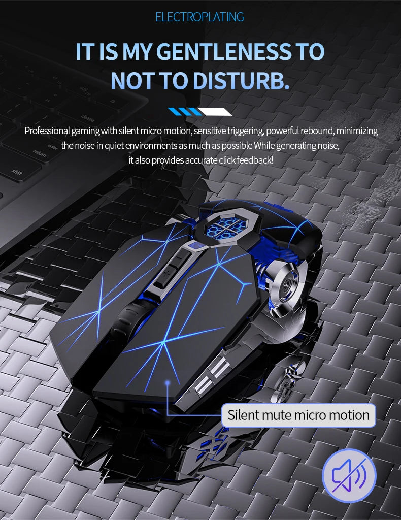 2.4G Rechargeable Wireless Mouse – Silent 6D Optical Mouse with 1600 DPI for MacBook, PC & Laptop