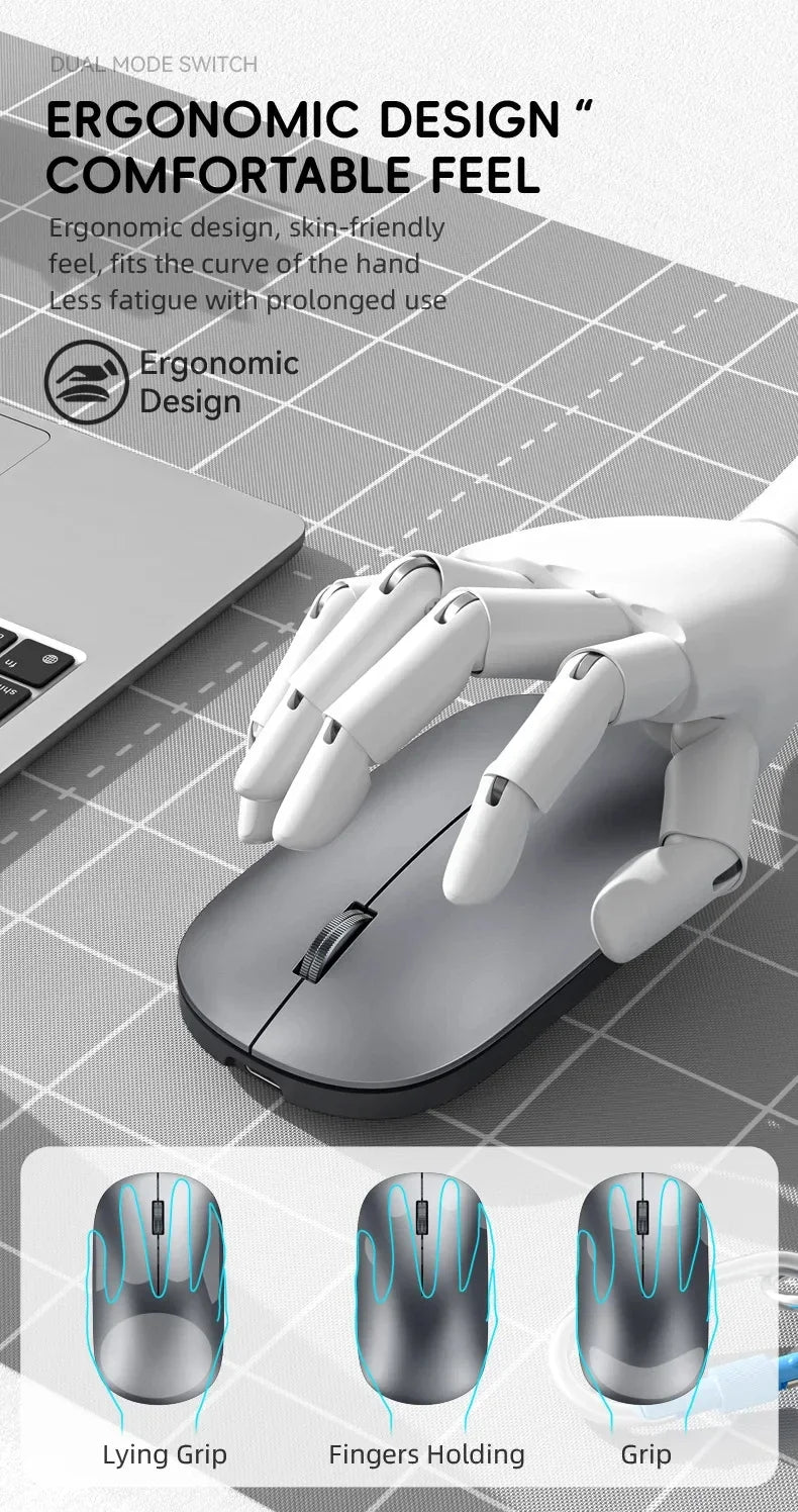 Lenovo Wireless Mouse | Type-C Fast Charging | Silent Click | Dual-Mode 2.4G + Bluetooth | Multi-Device | 4 Adjustable DPI