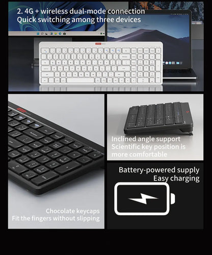 Lenovo Dual-Mode Wireless Rechargeable Keyboard – Bluetooth & 2.4GHz Multi-Device Office Keyboard with Long Battery Life for Business & Home