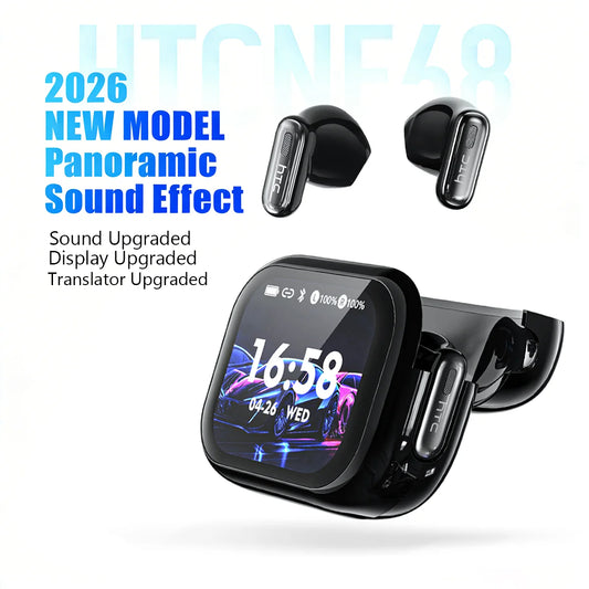 HTC NE68 Wireless Bluetooth Earbuds with HD Audio, 30-Hour Battery & Multi-Language Support
