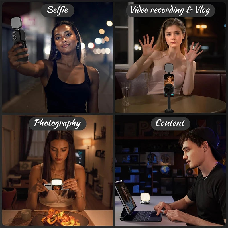 2-in-1 Folding Magnetic Selfie Light with Mirror – MagSafe LED Ring Fill Light for iPhone Video & Photography