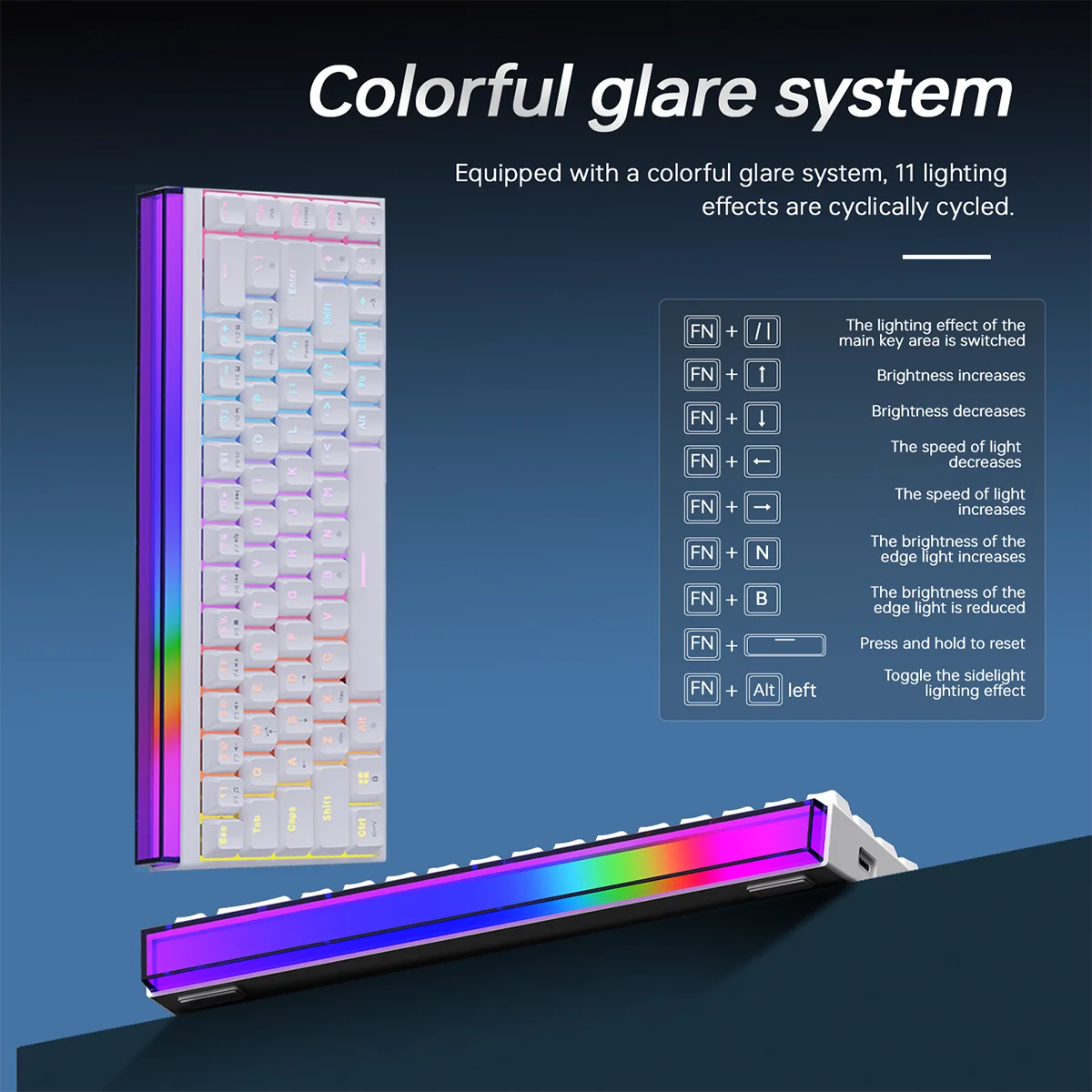 Compact 68-Key Gaming Keyboard | Red Switch | Side-Printed Keycaps | RGB Backlit | Wired