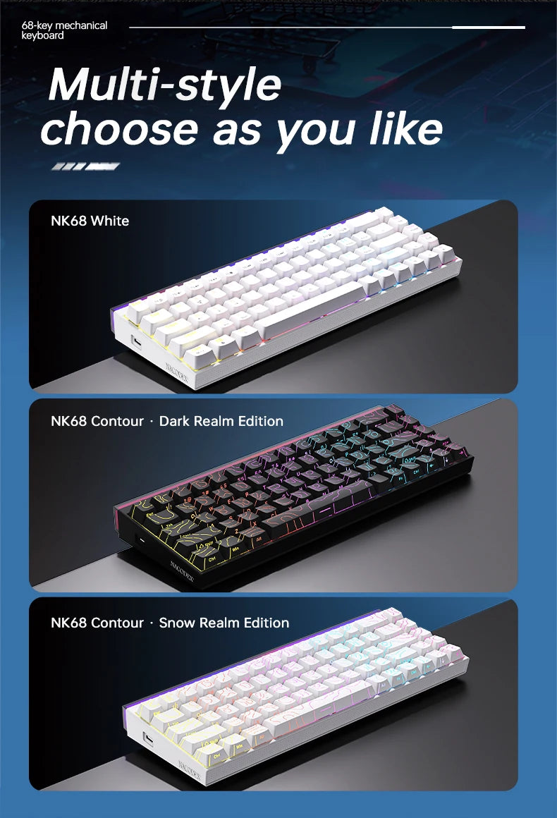 Compact 68-Key Gaming Keyboard | Red Switch | Side-Printed Keycaps | RGB Backlit | Wired