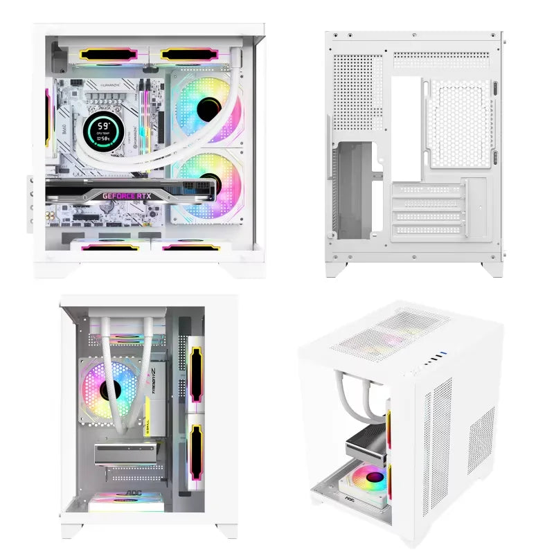 AOC CG391 MATX Gaming PC Case – Panoramic Sea View Tempered Glass Case with 3 RGB Fans & 240mm Liquid Cooling Support