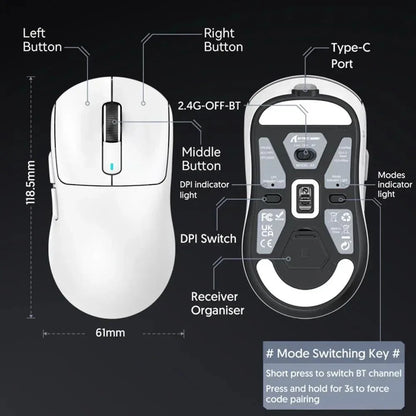 ATTACK SHARK X3 / X3 Pro Wireless Gaming Mouse – PAW3395 26K DPI Tri-Mode Ultra-Light Gaming Mouse