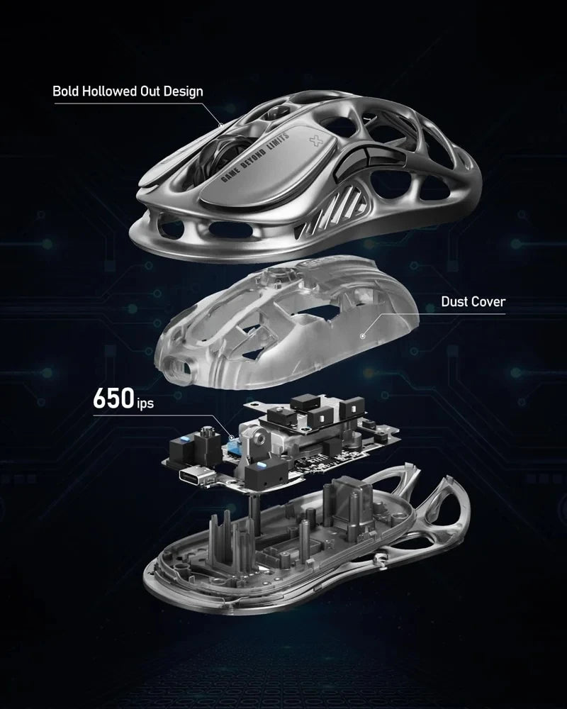 GravaStar M1/M2 Wireless Gaming Mouse – PAW3395 Sensor, 4K Polling, 26000 DPI, Magnesium Alloy Ultra-Light RGB Mouse