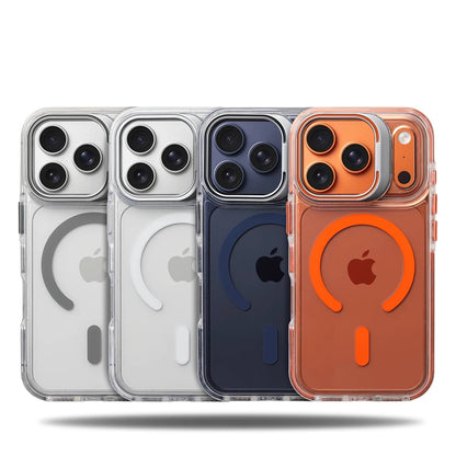 Luxury Magnetic Shockproof Clear Case for iPhone 17/16/15/14/13/12 Pro Max Plus – MagSafe Compatible with Lens Protection & Kickstand