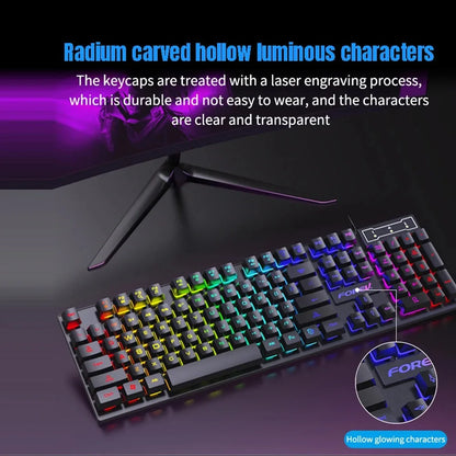 104-Key RGB Wired Gaming Keyboard – Mechanical Feel Colorful Backlit Keyboard for Windows PC & Laptop