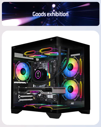 AOC CG391 MATX Gaming PC Case – Panoramic Sea View Tempered Glass Case with 3 RGB Fans & 240mm Liquid Cooling Support