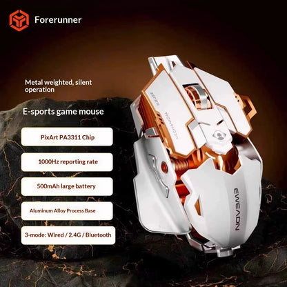 The Forward G5 Gaming Mouse – Triple Mode Wired/Wireless, Mechanical Macro Buttons, Metal Weight Reduction, Silent Click E-Sports Mouse