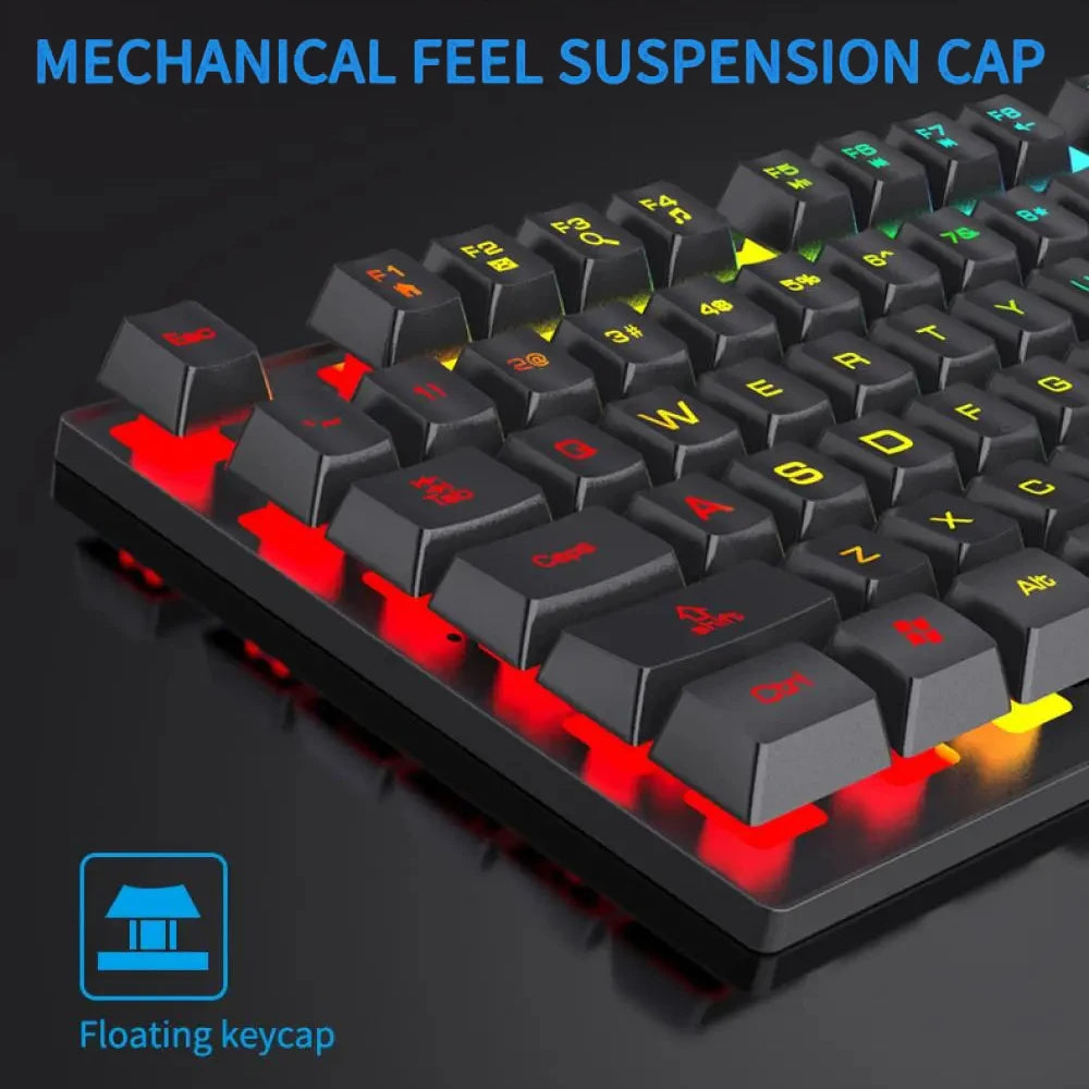 104-Key RGB Wired Gaming Keyboard – Mechanical Feel Colorful Backlit Keyboard for Windows PC & Laptop