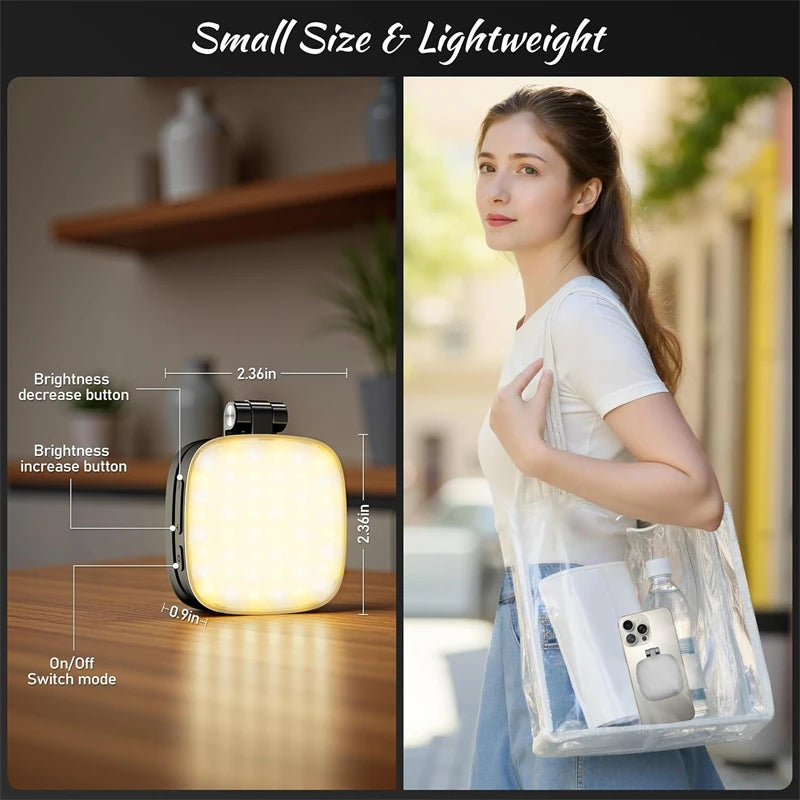 2-in-1 Folding Magnetic Selfie Light with Mirror – MagSafe LED Ring Fill Light for iPhone Video & Photography