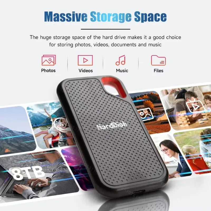 Portable External SSD 2TB / 4TB High-Speed Storage – Waterproof, Fast Data Transfer for Laptop & Mobile Devices