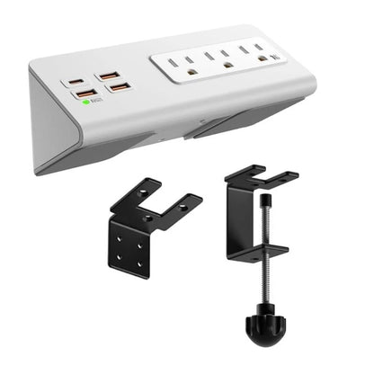 abletop Surge Protector with USB-C & 3 AC Outlets – Desk Edge Mount Power Strip for smart Office